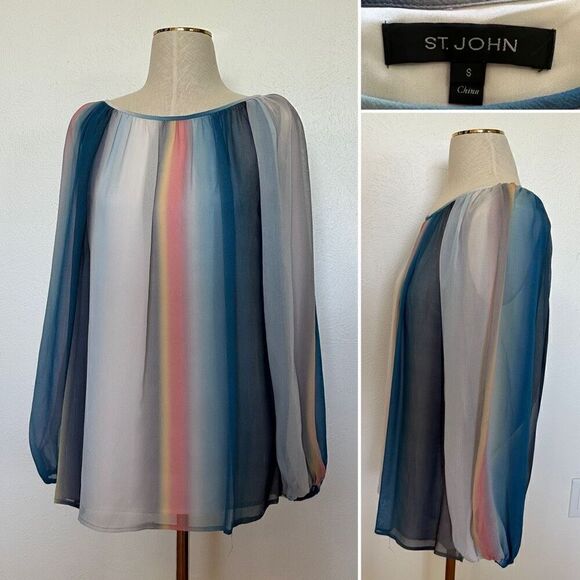 St. John 100% Silk Spectrum Blouse - Picture 2 of 3